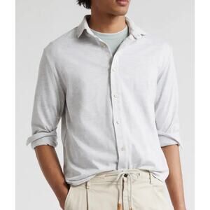 Men's Eleventy Platinum Stretch Jersey Dandy Shirt XXL heathered grey casual
